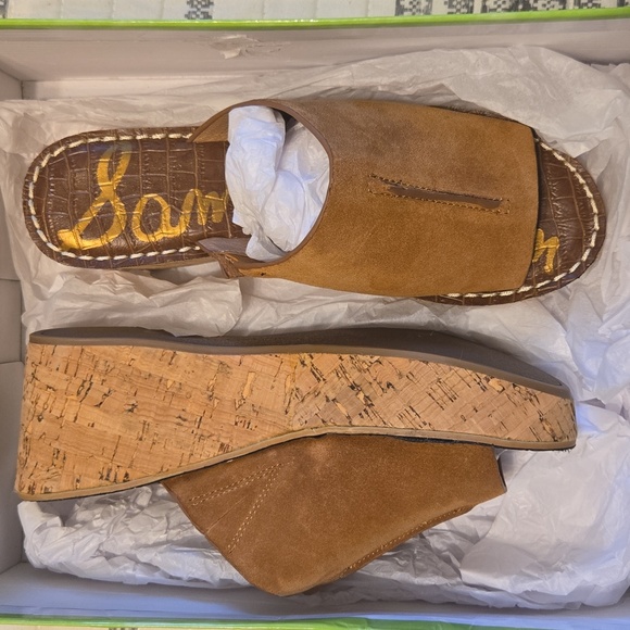 SAM EDELMAN Ranger Platform Suede Sandal Brown NEW - Picture 2 of 3